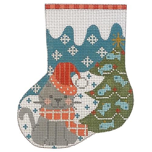 Cat Mini Stocking Painted Canvas Danji Designs  - 1