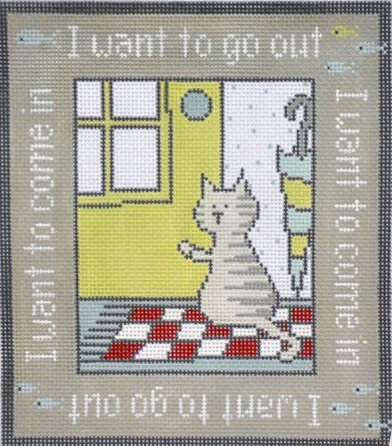Cat Out/In Painted Canvas Pippin  - 1
