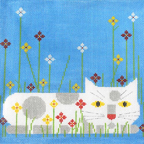 Cat / Summer Eyeglass Case Painted Canvas Charley Harper  - 1