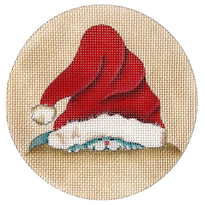 Cat Under Santa Hat Painted Canvas CBK Needlepoint Collections 