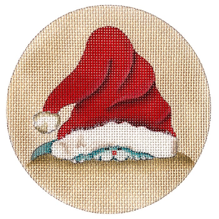 Cat Under Santa Hat Painted Canvas CBK Needlepoint Collections  - 1