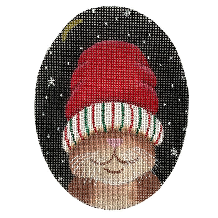 Cat with Big Red Hat Painted Canvas CBK Needlepoint Collections  - 1