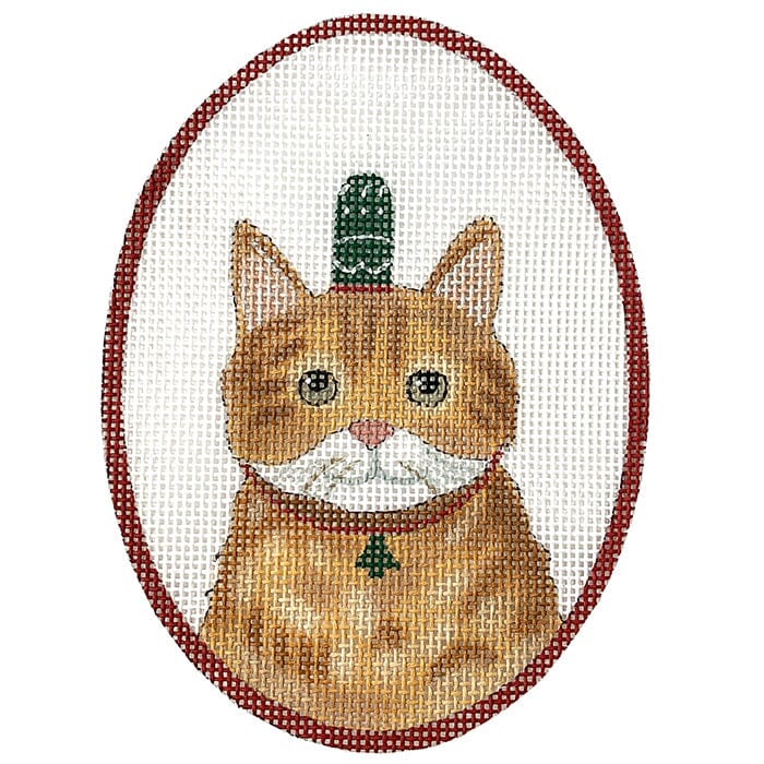 Cat with Tree Necklace Painted Canvas CBK Needlepoint Collections 