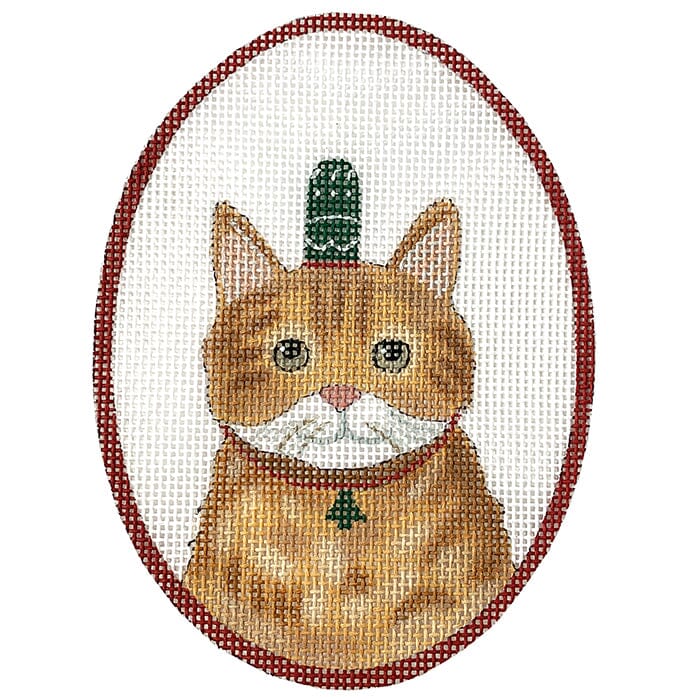 Cat with Tree Necklace Painted Canvas CBK Needlepoint Collections  - 1