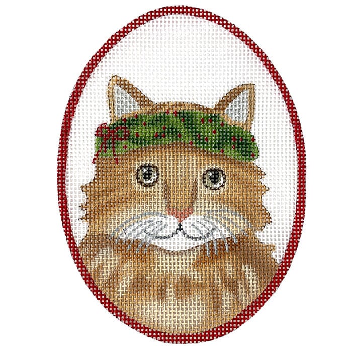 Cat with Wreath Painted Canvas CBK Needlepoint Collections 