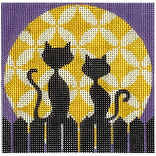 Cat's Moon on 18 Painted Canvas Eye Candy Needleart 
