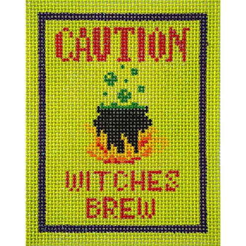 Caution - Witches Brew Painted Canvas Kimberly Ann Needlepoint 