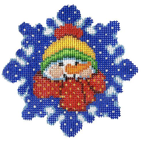 Cedric the Snowman on Snowflake Painted Canvas NeedleDeeva  - 1