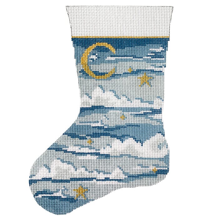 Celestial Mini Stocking Painted Canvas The Plum Stitchery 