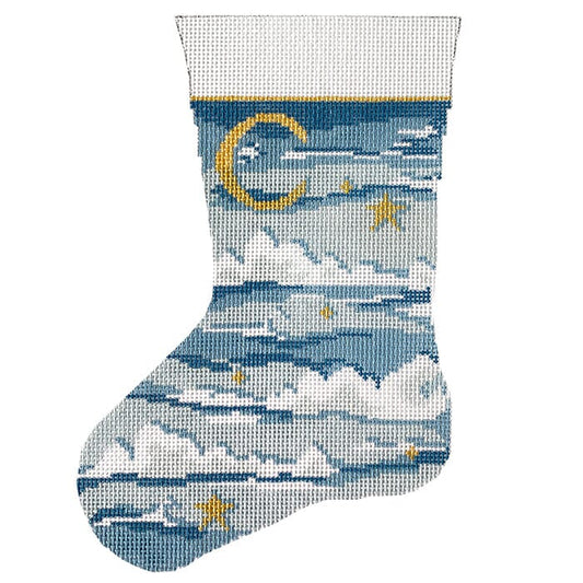 Celestial Mini Stocking Painted Canvas The Plum Stitchery 