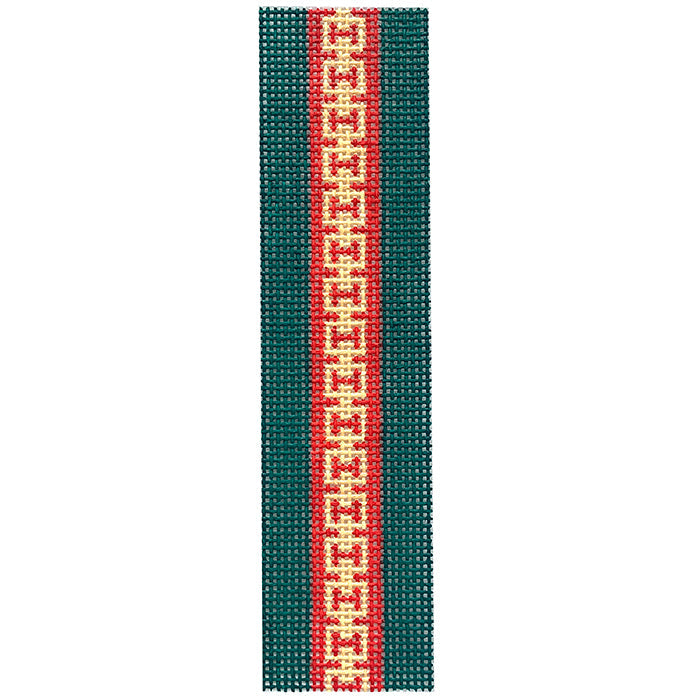 Chain Link on Red & Green Key FOB Painted Canvas Penny Linn Designs  - 1