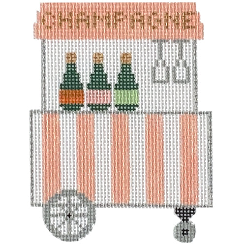 Champagne Cart Painted Canvas SilverStitch Needlepoint 
