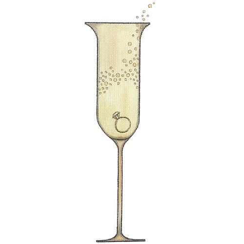 Champagne Glass with Engagement Ring Painted Canvas & More 