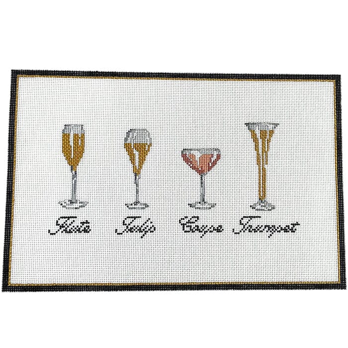 Champagne Glasses Painted Canvas The Gingham Stitchery 