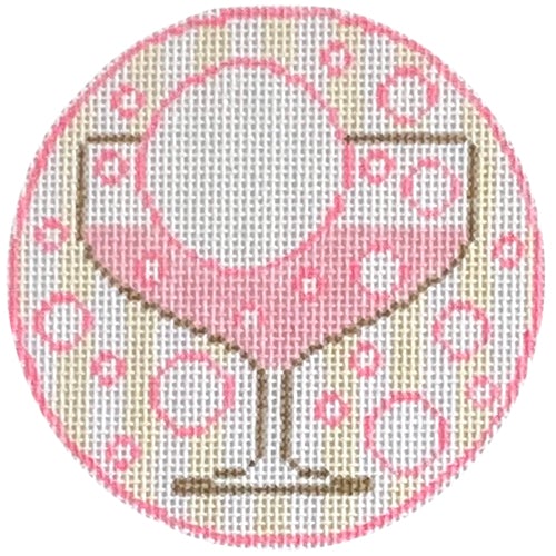 Champagne Monogram Round Painted Canvas Rachel Donley  - 1