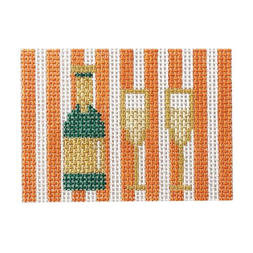 Champagne with Stripes   Orange Painted Canvas Kangaroo Paw Designs  - 1