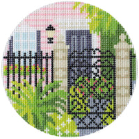 Charleston Gate Printed Canvas Needlepoint To Go 