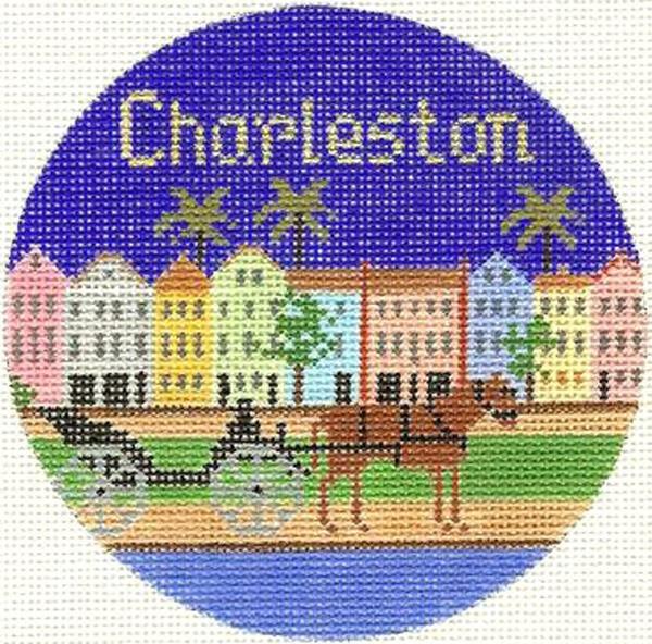 Charleston Ornament Painted Canvas Silver Needle 
