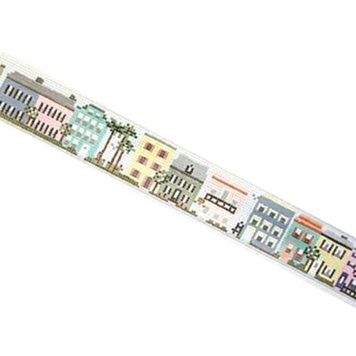 Charleston Rainbow Row Belt Painted Canvas Needle Crossings  - 1