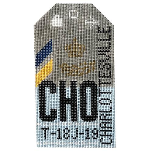 Charlottesville CHO Vintage Travel Tag Painted Canvas Hedgehog Needlepoint 