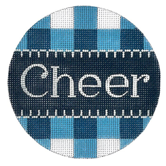Cheer Blue Gingham Round Painted Canvas Alice Peterson Company 