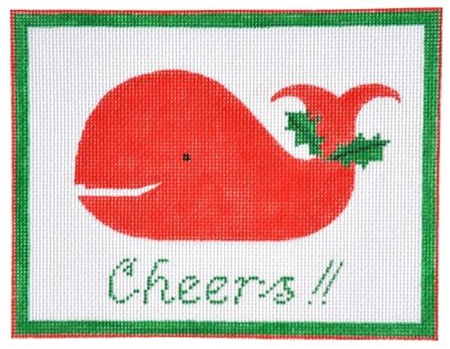 Cheers Christmas Whale Painted Canvas Kate Dickerson Needlepoint Collections  - 1