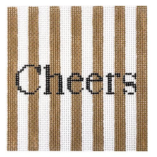 Cheers   Stripes Painted Canvas SilverStitch Needlepoint 
