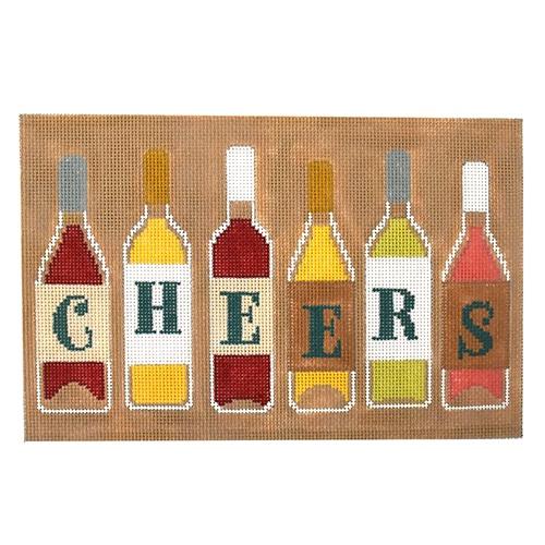 Cheers Wine Bottles Painted Canvas CBK Needlepoint Collections 