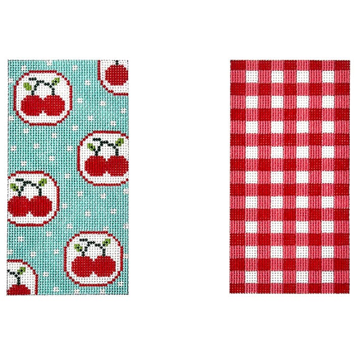 Cherries on Turquoise Eyeglass Case Painted Canvas Alice Peterson Company 