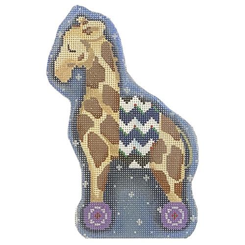 Chevron Giraffe on Wheels Painted Canvas Associated Talents  - 1
