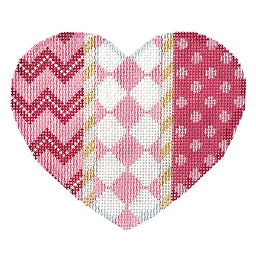 Chevron/Harlequin/Dots Large Hearts Painted Canvas Associated Talents 