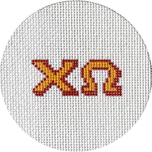 Chi Omega 3" Round Painted Canvas KCN Designers  - 1