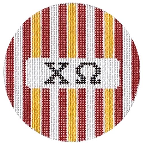 Chi Omega 3" Round with Stripes Painted Canvas Kangaroo Paw Designs 