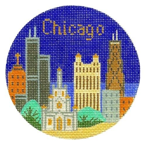 Chicago Ornament Painted Canvas Silver Needle 
