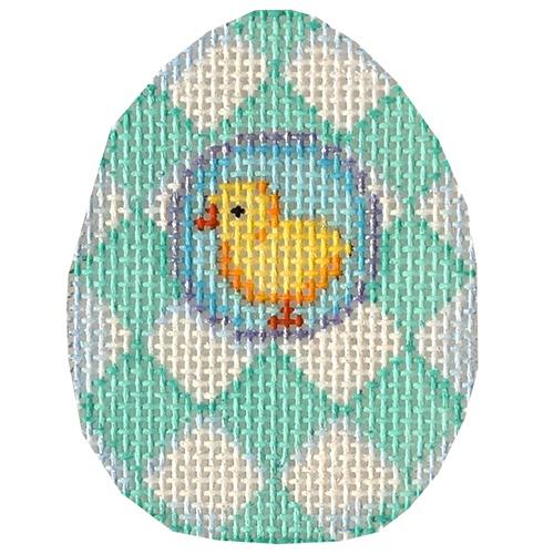 Chick / Aqua Harlequin Mini Egg Painted Canvas Associated Talents 