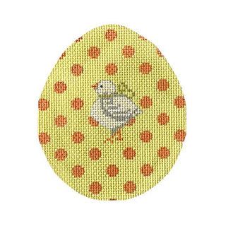 Chick on Yellow & Orange Polka Dot Egg Painted Canvas The Colonial Needle Company 
