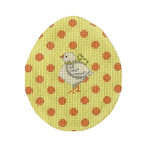 Chick on Yellow & Orange Polka Dot Egg Painted Canvas The Colonial Needle Company 

