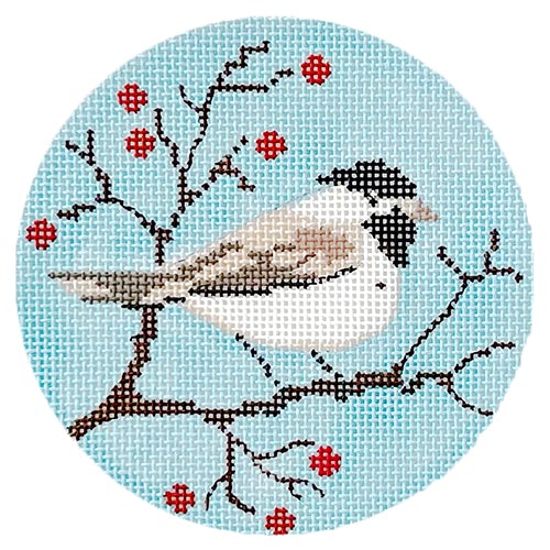 Chickadee on Blue Sky Painted Canvas Vallerie Needlepoint Gallery 