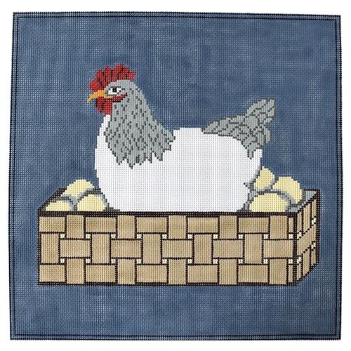 Chicken in a Box Pillow Painted Canvas J. Child Designs 