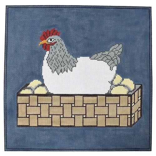 Chicken in a Box Pillow Painted Canvas J. Child Designs  - 1