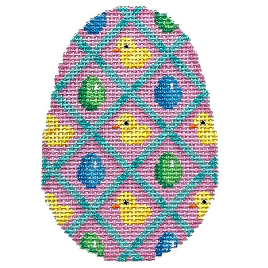 Chicks in Lattice Egg Painted Canvas Associated Talents 