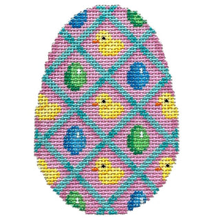 Chicks in Lattice Egg Painted Canvas Associated Talents 
