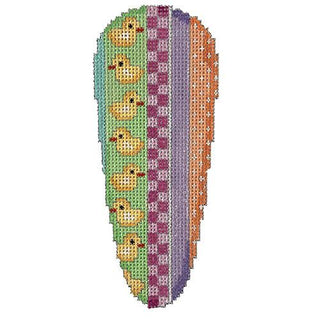 Chicks & Vertical Pattern Stripes Carrot Painted Canvas Associated Talents 
