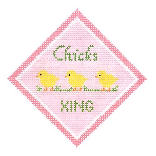 Chicks Xing Ornament Painted Canvas Kimberly Ann Needlepoint  - 1