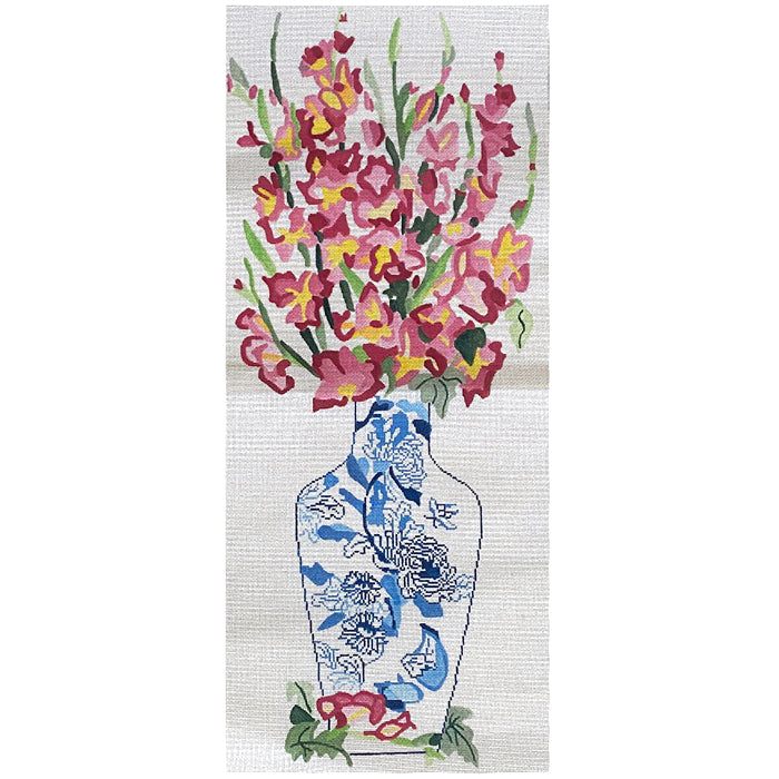 Chinese Vase with Gladiolus Painted Canvas Jean Smith 