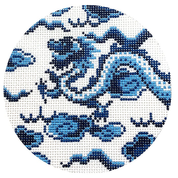 Chinoiserie 4" Round Painted Canvas C'ate La Vie  - 1