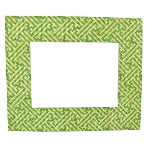 Chinoiserie Lattice Frame   Green & Yellow Painted Canvas Kate Dickerson Needlepoint Collections  - 1