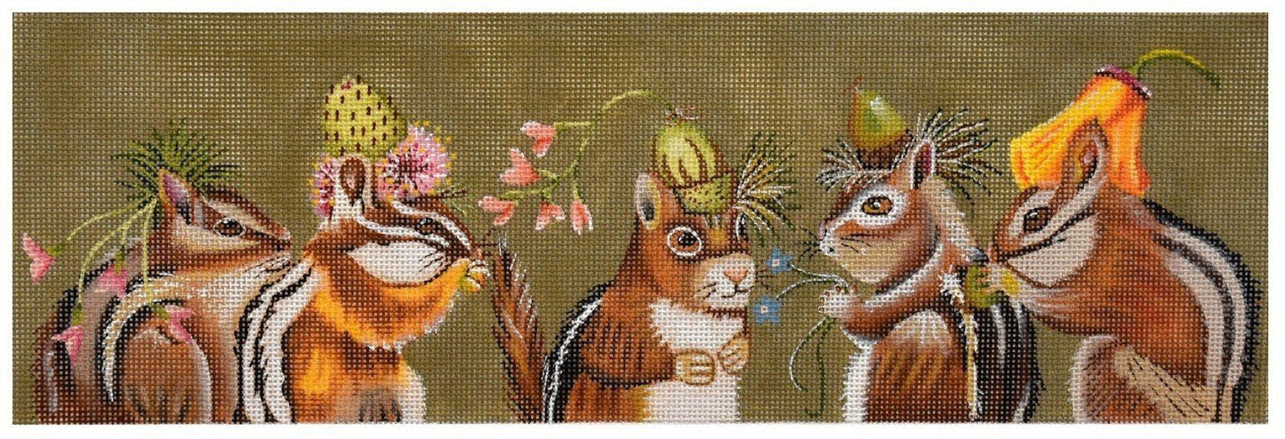 Chipmunk Party Painted Canvas Vicky Sawyer 