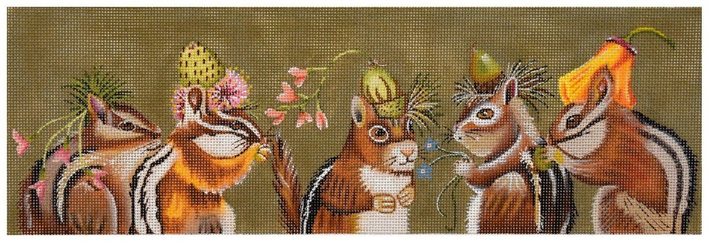 Chipmunk Party Painted Canvas Vicky Sawyer  - 1