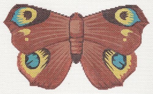 Chocolate and Turquoise Butterfly Painted Canvas Labors of Love Needlepoint  - 1